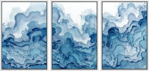 Miniatura 61 de SIGNWIN Lienzo enmarcado para pared, juego de arte dramático de cielo tormentoso, ilustraciones de paisaje nuboso Moody, arte moderno decorativo