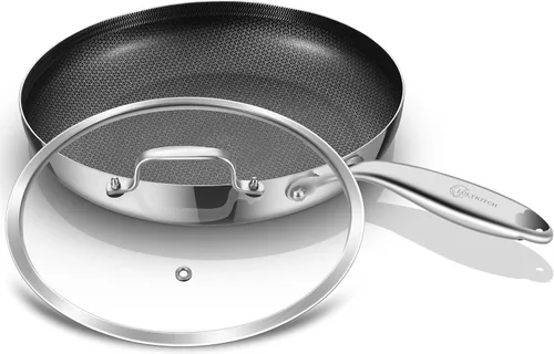 Miniatura 9 de LOLYKITCH Sartén de 9.5 Pulgadas de Acero Inoxidable de Tres Capas, Sartén, Sartén de Cocina por Inducción, Apta para Lavavajillas y Horno, Mango