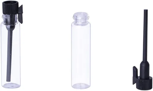 Miniatura 4 de 100 botellas de perfume con tapa negra, frascos de vidrio vacíos con cuentagotas para viajes y fiestas (0.0 fl oz)