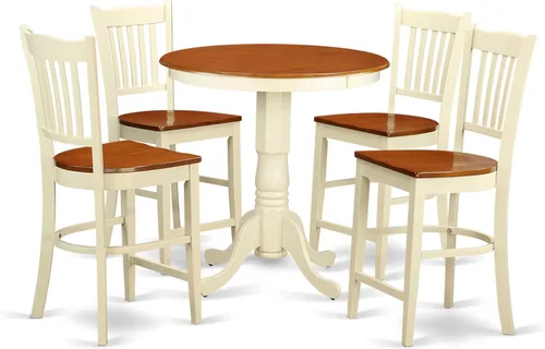 Miniatura 7 de East West Furniture EDGR3-OAK-W - Juego de mesa de comedor de 3 piezas de altura para encimera de cocina, contiene una mesa redonda de madera