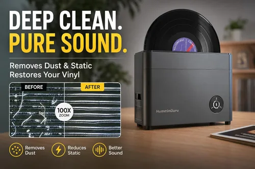 Miniatura 3 de HumminGuru Limpiador de discos de vinilo ultrasónico - Máquina de limpieza de discos de vinilo ultrasónico de 40kHz con secado automático, Kit