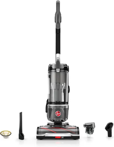 Aspiradora Hoover WindTunnel sin bolsa con protección contra enredos, aspiradora vertical con cable, filtración HEPA, anti-enredos de cabello, luces