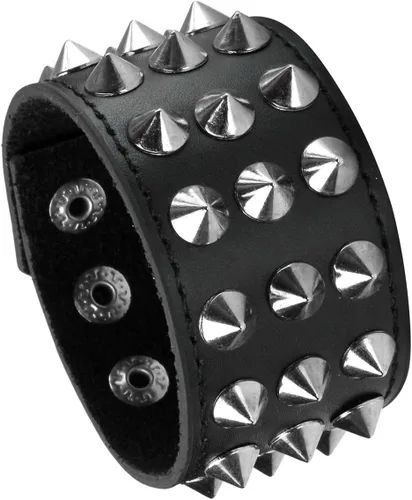 Eigso Juego de pulseras de cuero punk para hombres y mujeres, estilo retro de los años 80, estilo motociclista, remaches, remaches, para hombre y