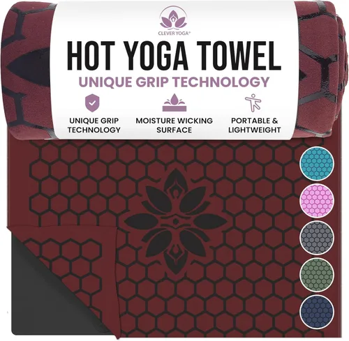Miniatura 11 de Clever Yoga Toalla de Estera de Yoga Caliente – Agarre Antideslizante para Yoga Caliente, Absorbe el Sudor, Agarre de Silicona en Panal, Se Mantiene