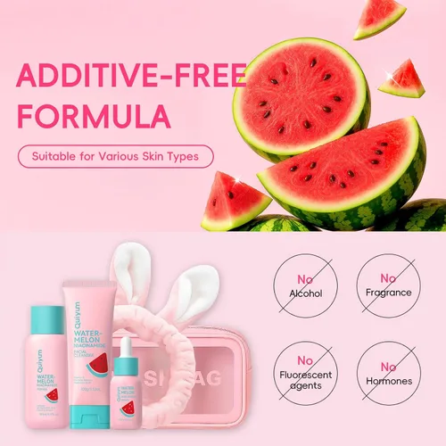 Miniatura 10 de QUIYUM - Juego de cuidado de la piel de sandía y niacinamida, kit facial brillante de 3 piezas para adolescentes 3-in-1 Daily Routine: Cleanser