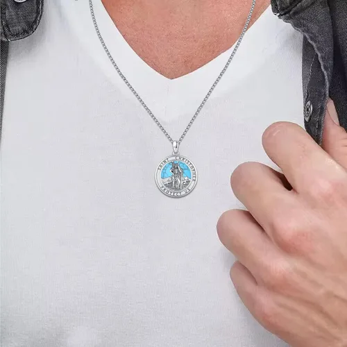 Miniatura 224 de Collar de plata de ley 925 con medalla de San Patrón, colgante de protección católica, amuleto, joyería religiosa para hombres y mujeres