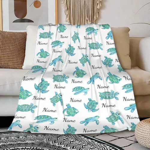 Miniatura 17 de Manta personalizada con nombre, texto y nombre, manta personalizada con nombre para bebés, niños, niñas y adultos, manta personalizada para Tortuga