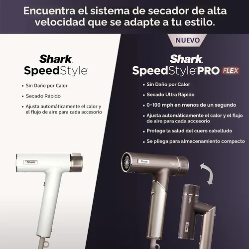 Miniatura 12 de Shark SpeedStyle Pro Flex HD543PL - Sistema de secador de pelo de alta velocidad de rendimiento profesional con protector de cuero cabelludo