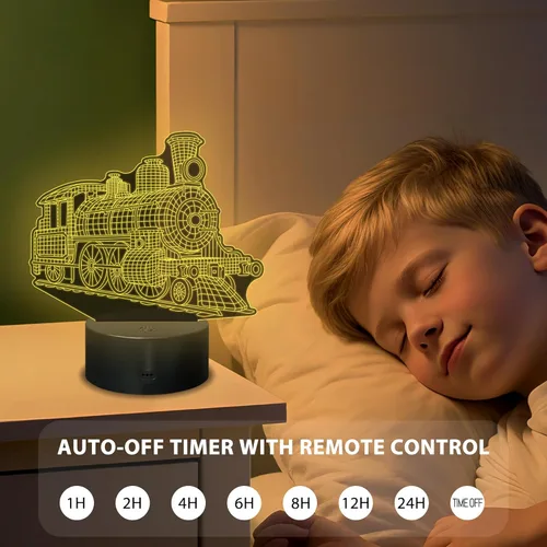 Miniatura 4 de Luz nocturna de tren para niños, lámpara de tren 3D con control remoto, decoración de habitación de niños, regalos de cumpleaños y Navidad para niños