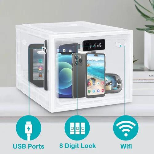 Miniatura 4 de Lalifebuss Cajas con cerradura de combinación para artículos personales, caja de almacenamiento con cerradura para casillero de Blanco