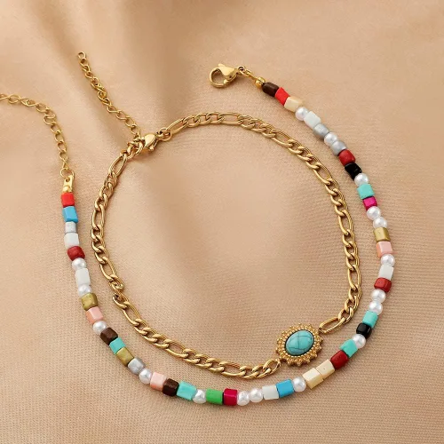 Miniatura 2 de Ankle Bracelets for Women, 14K Gold Plated Dainty Layered Foot Chain Initial Ankle Chain Beach Summer Jewelry Gifts for Women Teen Girls