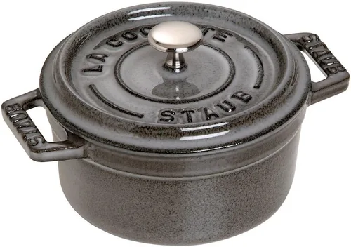 Staub Mini Cocotte Redondo de Hierro Fundido de 0.25 cuartos de galón - Gris grafito, fabricado en Francia Gris (Graphite Grey)
