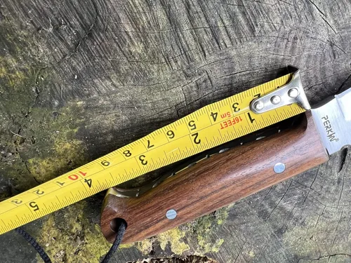 Miniatura 9 de Perkin Cuchillo de caza con funda Cuchillo de hoja fija Bushcraft Cuchillo AR605 (madera de nogal)