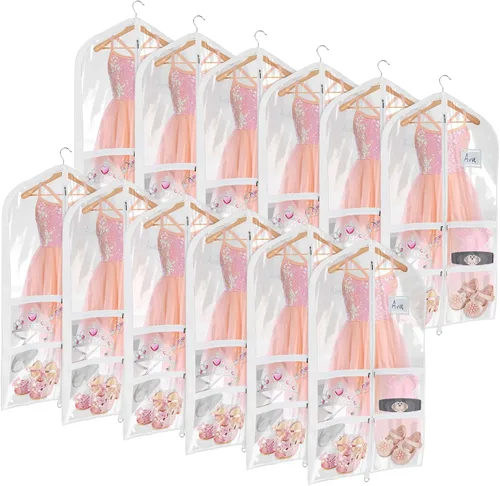 Miniatura 26 de Univivi Bolsas de PVC transparente para disfraz de baile, bolsa de ropa de 35 pulgadas para competiciones de baile, con 3 bolsillos separados