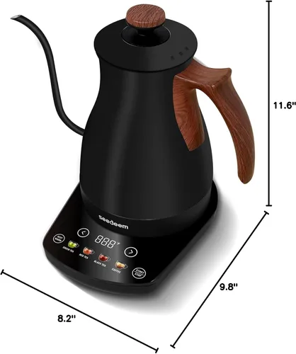 Miniatura 5 de SEEDEEM Hervidor eléctrico de cuello de cisne con pantalla táctil completa de 1200 W, hervidor eléctrico de té y café con cuatro modos