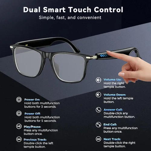Miniatura 6 de Lentes inteligentes AI con ChatGPT, gafas Bluetooth con más de 164 lenguajes y acentos, lente fotocrómica, audio de oído abierto, música y llamadas