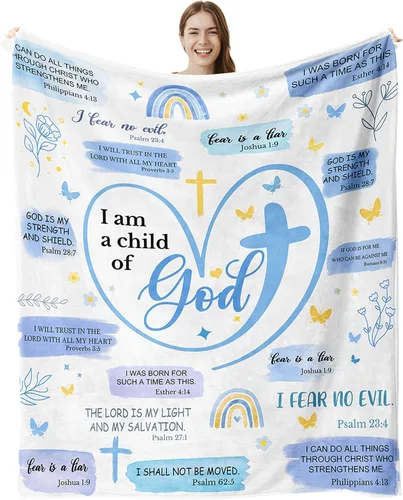 Regalos de bautismo para niña, regalos cristianos para mujeres, manta con la frase "I Am a Child of God", regalos de primera comunión para niñas,