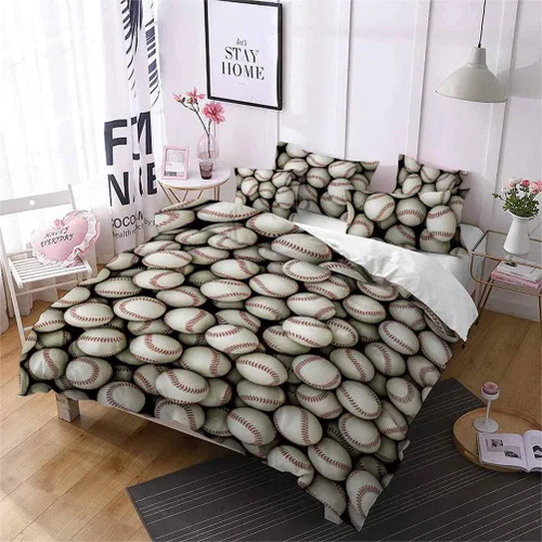 Miniatura 3 de LanS Precise Baseball Sport Series - Juego de funda de edredón y funda de almohada, juego de 3/4 piezas