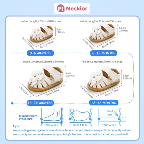 Miniatura 6 de Meckior Sandalias de verano con punta abierta y suave de piel sintética para bebés y niñas pequeñas
