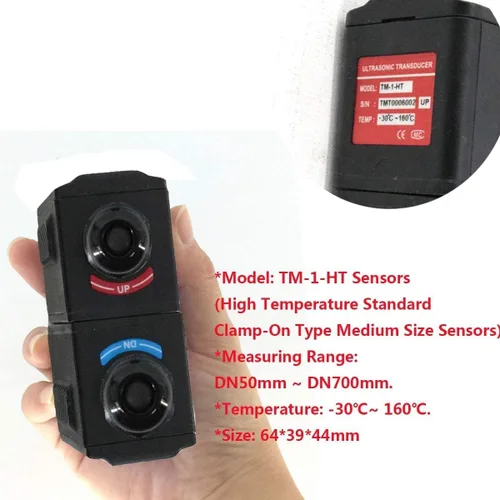Miniatura 2 de Medidor de flujo ultrasónico con tarjeta SD DN50 ~ 27.559 in, transductor de abrazadera de alta temperatura TM-1-HT