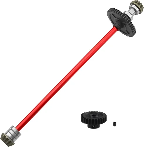 Miniatura 3 de ShareGoo - Bandeja de radio de metal y eje central de transmisión central compatible con WLtoys 124016 124017 124018 124019 1/12 RC piezas de Rojo