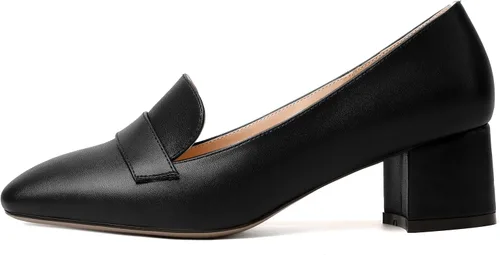 Miniatura 2 de MODENCOCO Mocasines de tacón bajo grueso para mujer, cómodos, informales, de 2 pulgadas