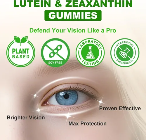 Miniatura 7 de Gomitas de luteína sin azúcar de 25 mg, suplementos de luteína y zeaxantina para la salud ocular, fórmula 13 en 1 para el cuidado de los ojos
