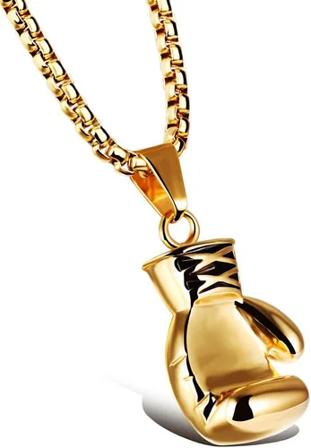 Hamoery Collar con colgante de cadena de guante de boxeo de acero inoxidable punk para hombres y mujeres