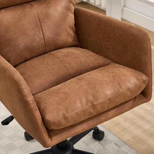Miniatura 8 de XIFAN - Silla de oficina de piel sintética con asiento acolchado grueso, giratorio de 360°, silla de escritorio ajustable en altura con base