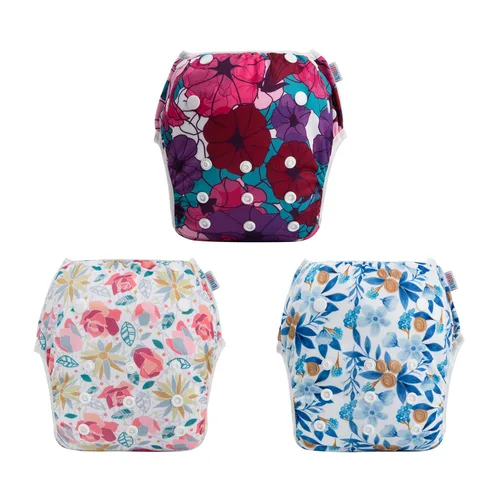 Miniatura 135 de Alva, Pañales de bebé para nadar, paquete de 2 unidades, talle único, reutilizable, lavable y ajustable de 0 a 36 meses. Tamaño de 10 a 40 lbs