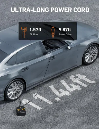 Miniatura 7 de AstroAI Compresor de aire portátil de 12 V CC, inflador de neumáticos S1, bomba digital de neumáticos de coche 150 PSI, presión preestablecida