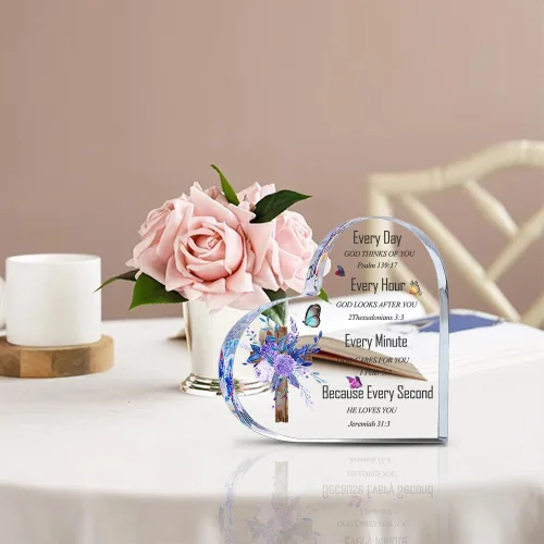 Miniatura 5 de Regalos cristianos para mujeres, hermanas, inspirador, positivo, apoyo emocional, decoración de escritorio, cruz para amigos, su hogar, letreros