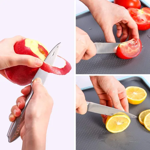 Miniatura 7 de WELLSTAR Juego de cuchillos de cocina, 5 piezas, hoja de acero inoxidable alemán afilada con cómodo mango hueco SS, para cortar rebanar y pelar