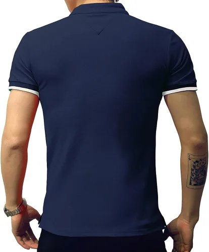 Miniatura 3 de LOGEEYAR - Polo de piqué para hombre manga corta ajustado de algodón