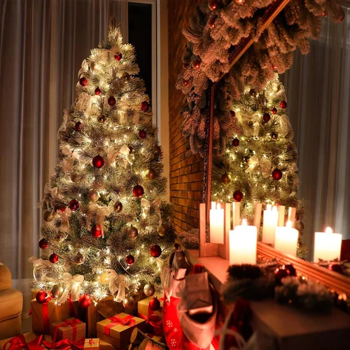 Miniatura 5 de 800 luces LED decorativas de Navidad para interiores y exteriores, 8 modos, impermeable, enchufable, alambre transparente, cadena de luces