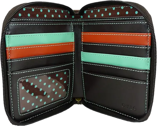 Miniatura 4 de CHALA Cartera con cremallera alrededor, pulsera, 8 ranuras para tarjetas de crédito, piel sintética resistente