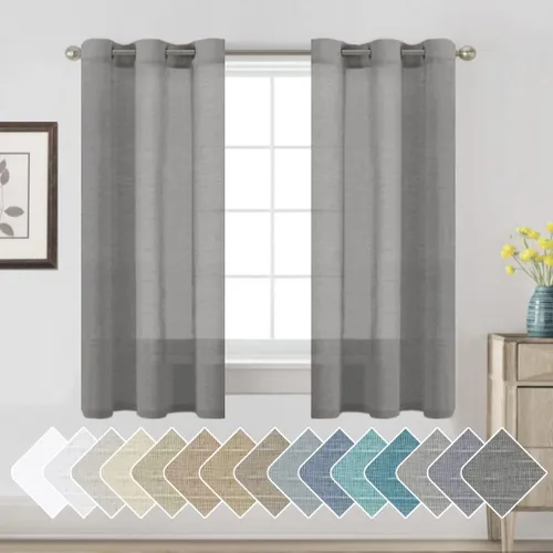 Miniatura 123 de H.VERSAILTEX Cortinas de 96 pulgadas de largo, cortinas de lino/cortinas transparentes de mezcla de lino natural/paneles/cortinas para sala