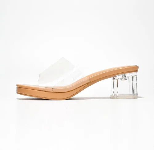 Miniatura 3 de Cape Robbin Tacones transparentes de bloque bajo para mujer, sandalias transparentes con punta abierta redonda (Anjelic)