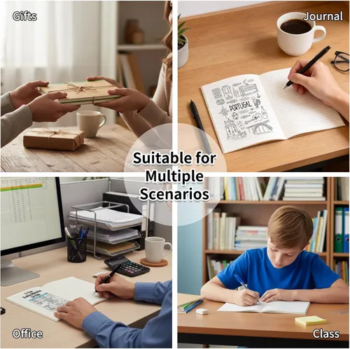 Miniatura 6 de EOOUT Paquete de 5 cuadernos de composición A5, diario forrado de papel kraft a granel con lomo azul, 5 colores, 60 páginas para mujeres, niñas