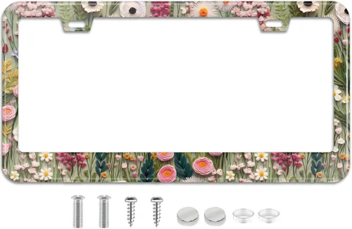 Miniatura 10 de Marco de Matrícula con Lazo Rosa para Marcos Portamatrículas de Acero Inoxidable, Cubiertas a Prueba de Óxido, Decoración de Piezas de Auto