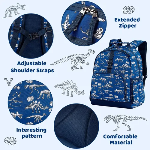 Miniatura 5 de Choco Mocha Mochila de jardín de infantes de 15 pulgadas para niños, negro(Dinosaur-Black), Escuela
