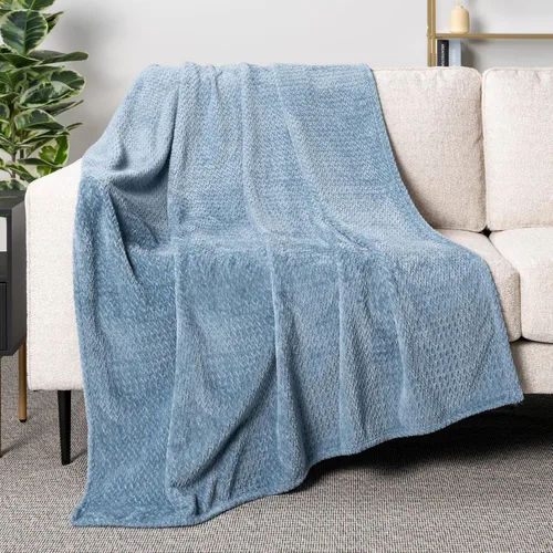 Miniatura 9 de PAVILIA - Manta de forro polar suave y sólida de color negro para sofá, mantas ligeras y mullidas y cálidas para cama, manta de franela mullida