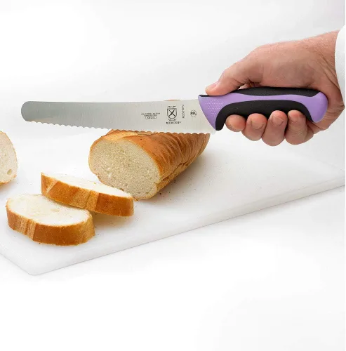 Miniatura 7 de Mercer Culinary Millennia Cuchillería con Mango de Color - Cuchillo para Pan de 10" (Borde Ondulado Ancho) Morado