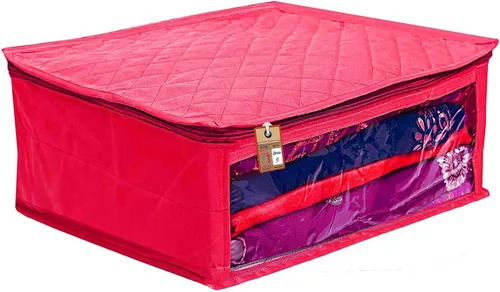 Miniatura 4 de atorakushon Juego de 5 fundas de tela de satén para sari y blusas, bolsa de almacenamiento de ropa, organizadores de armario con doble cierre