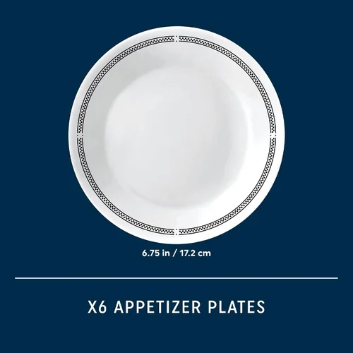 Miniatura 5 de Corelle Vitrelle - Juego de platos para ensalada y aperitivos de 6.75", vidrio de triple capa y resistente a las astillas, platos redondos ligeros