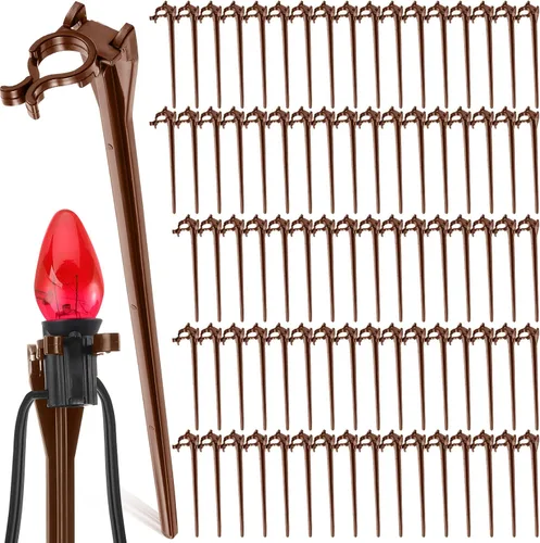 Miniatura 8 de Estacas de luz de Navidad universales para patio, césped, vacaciones, tira de luces C7 C9, estacas de suelo de 7.5 pulgadas para luces de Navidad al