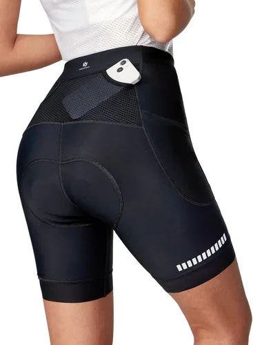 Heathyoga Pantalones cortos de ciclismo acolchados 4D para mujer, con bolsillos, acolchados, pantalones cortos de ciclismo para mujer