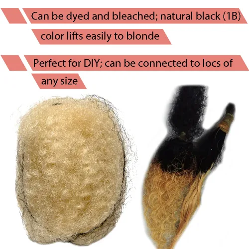Miniatura 4 de Cabello humano afro ajustado para rastas, ideal para hacer mechas, reparar extensiones, torcer o trenzas, 4 manojos por paquete, rubio claro #613