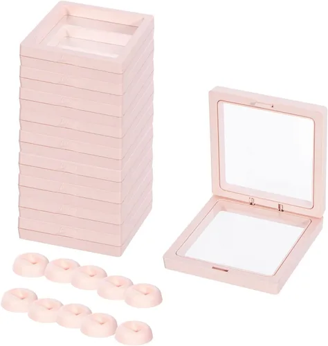 Miniatura 3 de Marco flotante 3D rosa, paquete de 10 unidades de 3.5 x 3.5 x 0.8 pulgadas/3.543 x 3.543 x 0.787 in, soporte para monedas con base para medallones