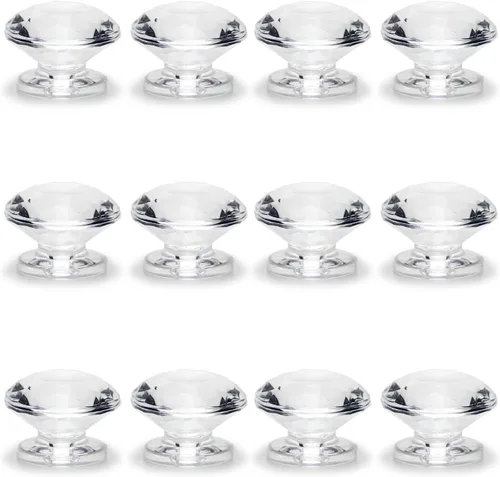 Miniatura 7 de MroMax 2 piezas de mango pequeño, perilla acrílica de diamante, mini perillas autoadhesivas, perilla de tamaño pequeño de 0.748 in de diámetro